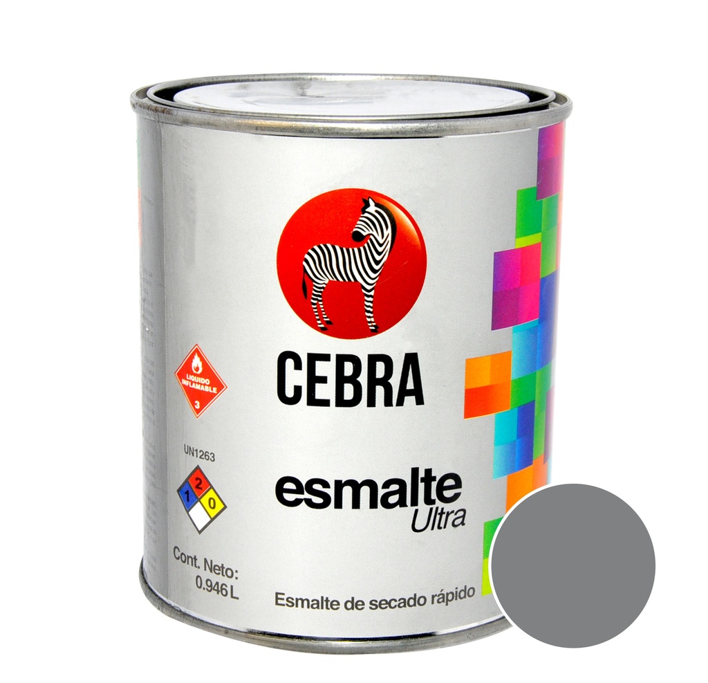 ESMALTE CLASE B SERIE ULTRA COLOR GRIS OSCURO DE 1/4 DE GL REF. 3116-102 MARCA CEBRA