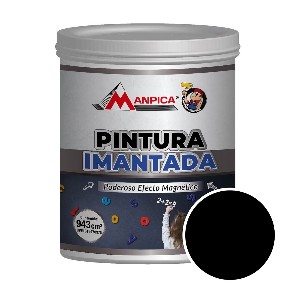 PINTURA IMANTADA COLOR NEGRO 1/4 GL REF. CPM-800-04 MARCA MANPICA