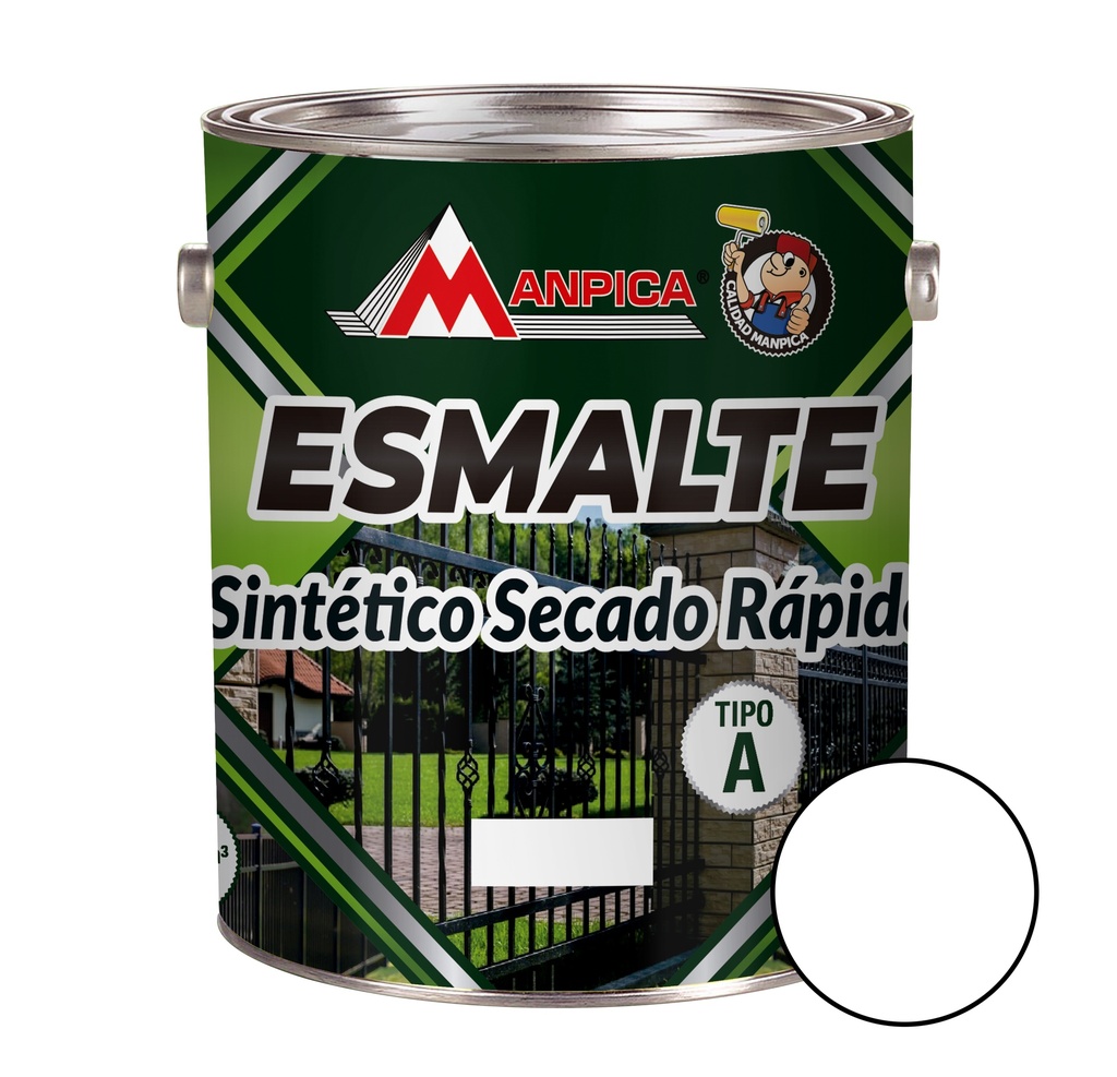 ESMALTE SINTETICO SECADO RAPIDO COLOR BLANCO 1/4 GL REF. SES-102-04 MARCA MANPICA