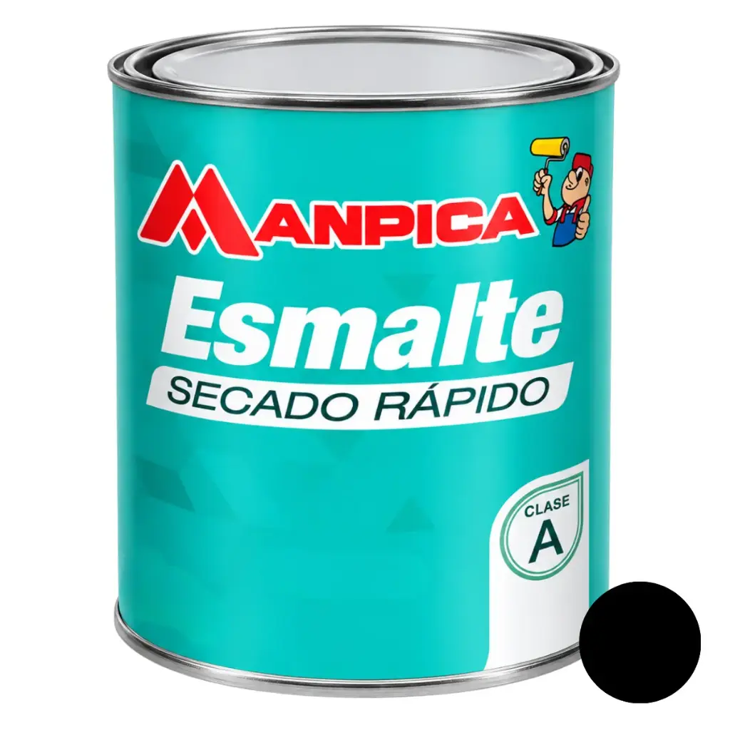 ESMALTE SINTETICO SECADO RAPIDO COLOR NEGRO 1/4 GL REF. SES-802-04 MARCA MANPICA