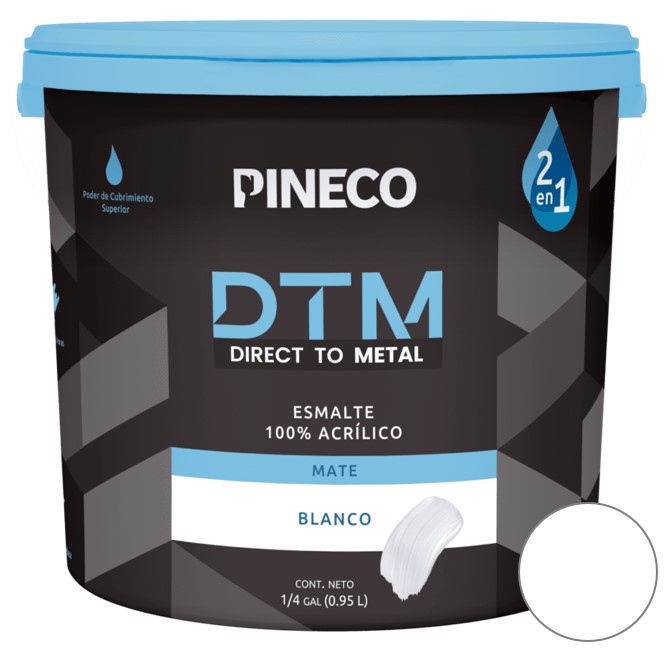 PINTURA ESMALTE ACRILICO DTM BRILLANTE 1 GL COLOR BLANCO REF- DTM01G MARCA PINECO