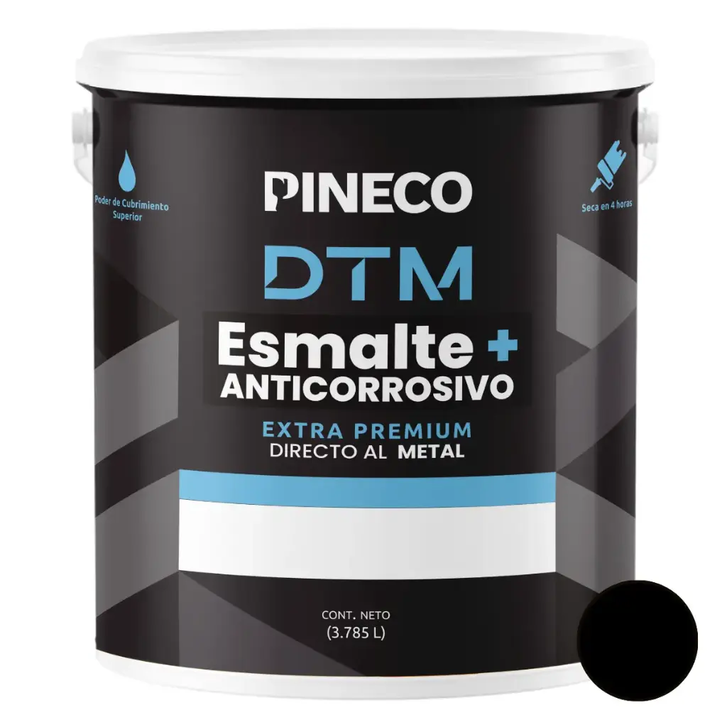 PINTURA ESMALTE ACRILICO DTM SATINADO 1 GL COLOR NEGRO REF- DTM1002G MARCA PINECO