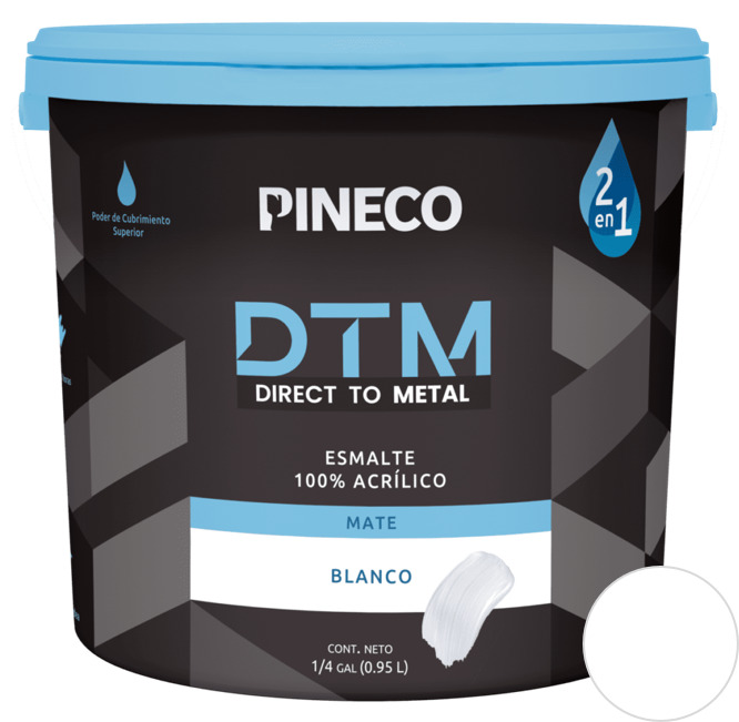 PINTURA ESMALTE ACRILICO DTM SATINADO 1 GL COLOR BLANCO REF- DTM102 MARCA PINECO