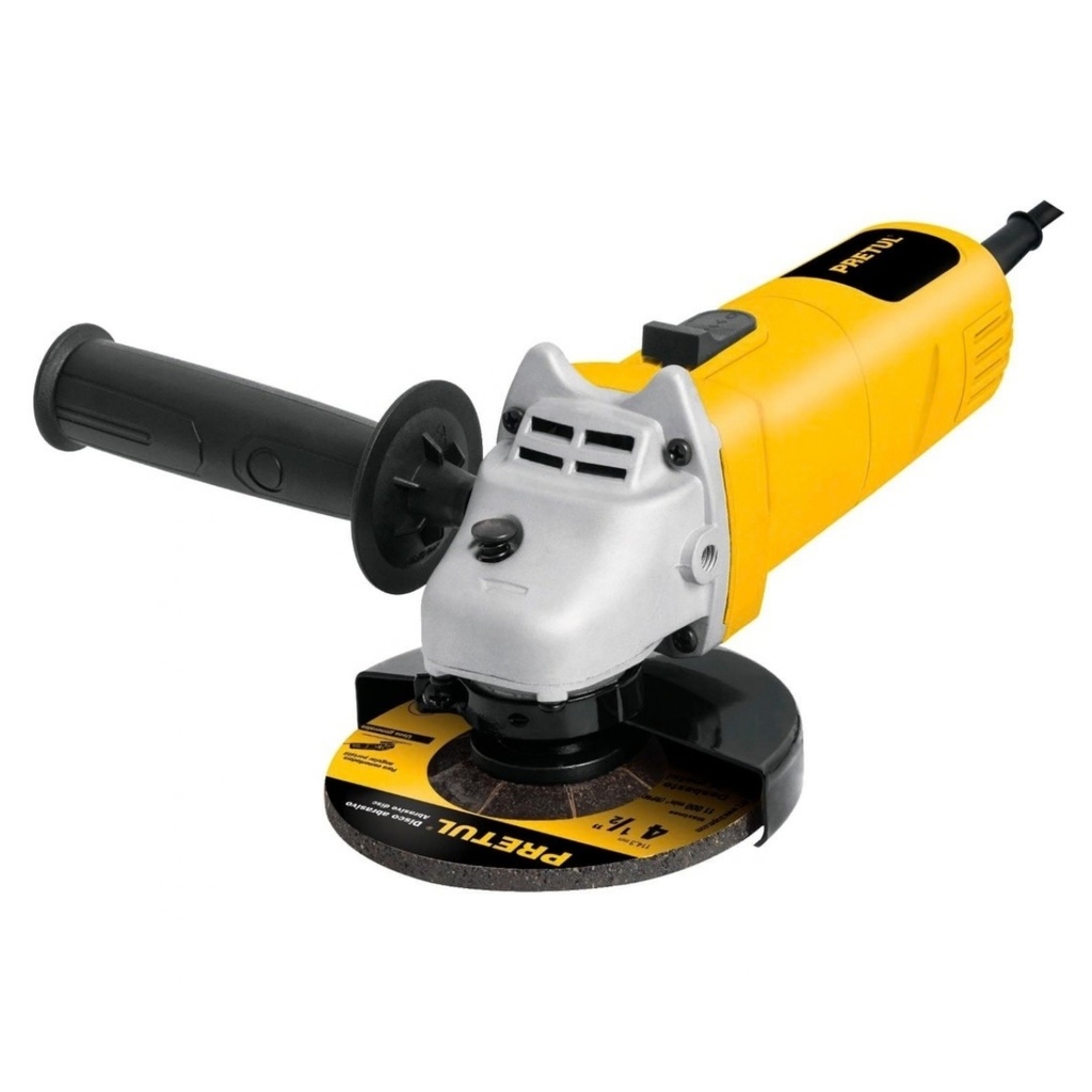 ESMERILADORA ANGULAR 4 1/2" 400 W / 11.000 RPM 4. A 127V / 60 HZ REF. 21355 MARCA PRETUL