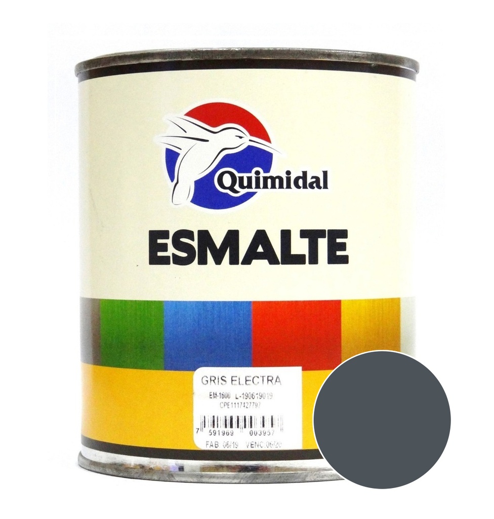 ESMALTE BRILLANTE GRIS MUS DE SECADO RAPIDO DE 1 GAL REF. EM-1610-01 MARCA QUIMIDAL