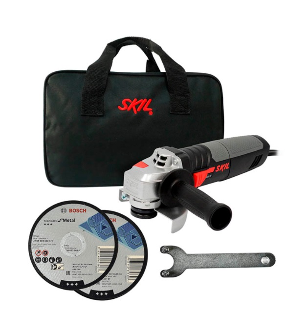 ESMERIL ANGULAR 4 1/2 " 830 W 12.000 RPM 5/8" C/ BOLSO + DISCO BOSCH REF. 835211 / 9004 MARCA SKIL