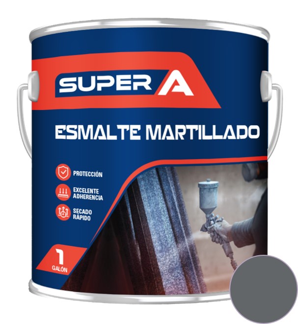 ESMALTE BRILLANTE COLOR GRIS DE 1 GL ACABADO MARTILLADO REF. 400100801008 MARCA SUPER A