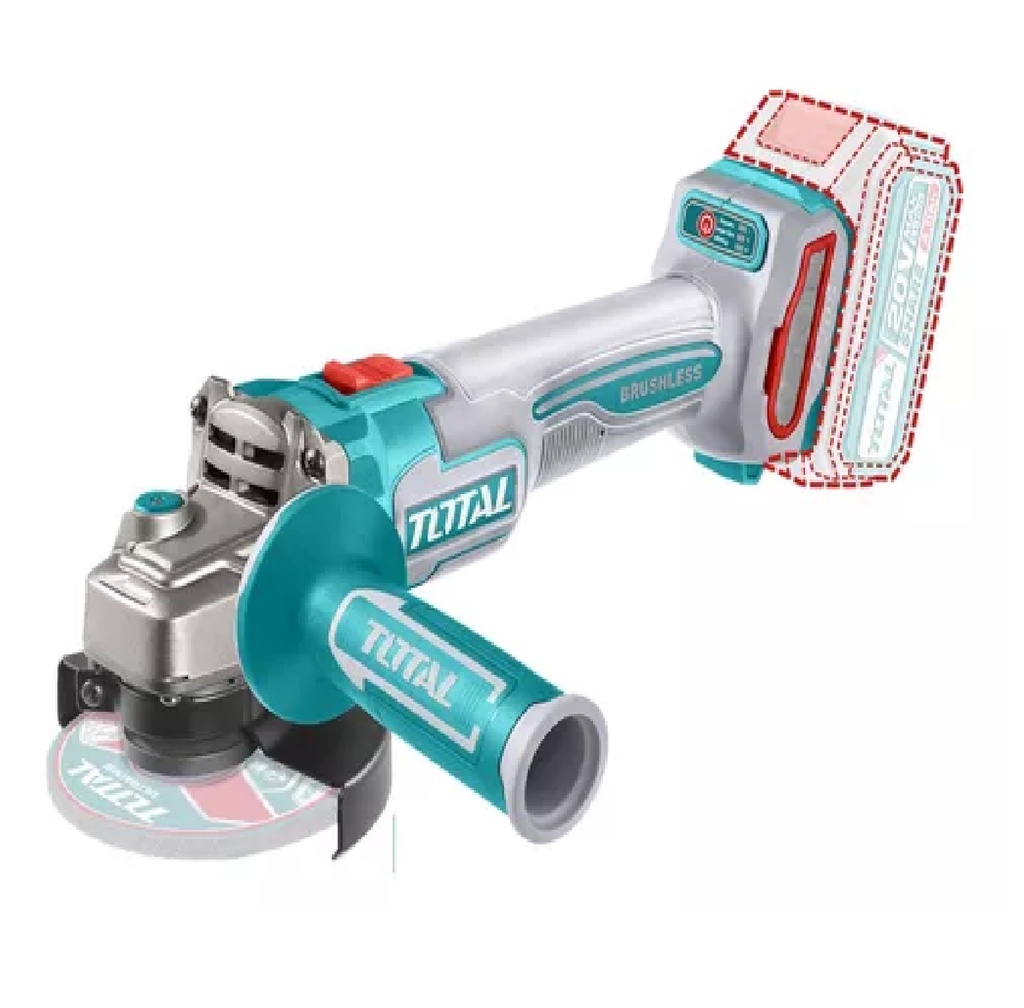 ESMERIL INALAMBRICO 4 1/2" 20 V 3000 / 6000 RPM REF. UTAGLI21154 MARCA TOTAL TOOLS