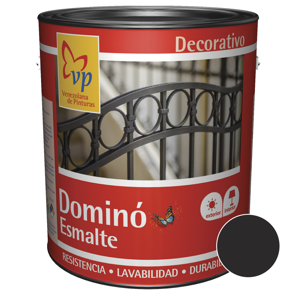 ESMALTE BRILLANTE DOMINO COLOR NEGRO CARBON DE 1/4 DE GL REF 10264267 MARCA VP