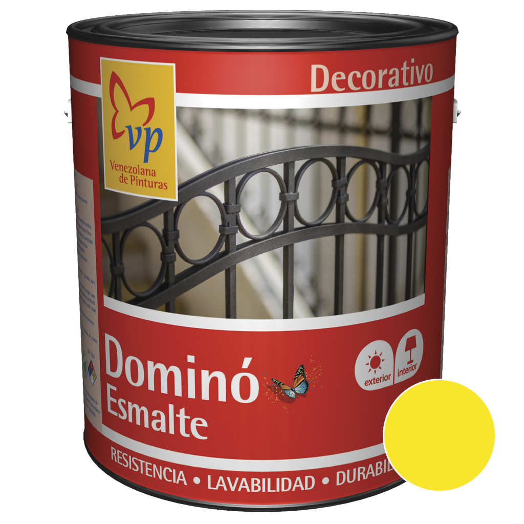 ESMALTE BRILLANTE DOMINO COLOR AMARILLO BANDERA 1 GL REF. 10264302 MARCA VP