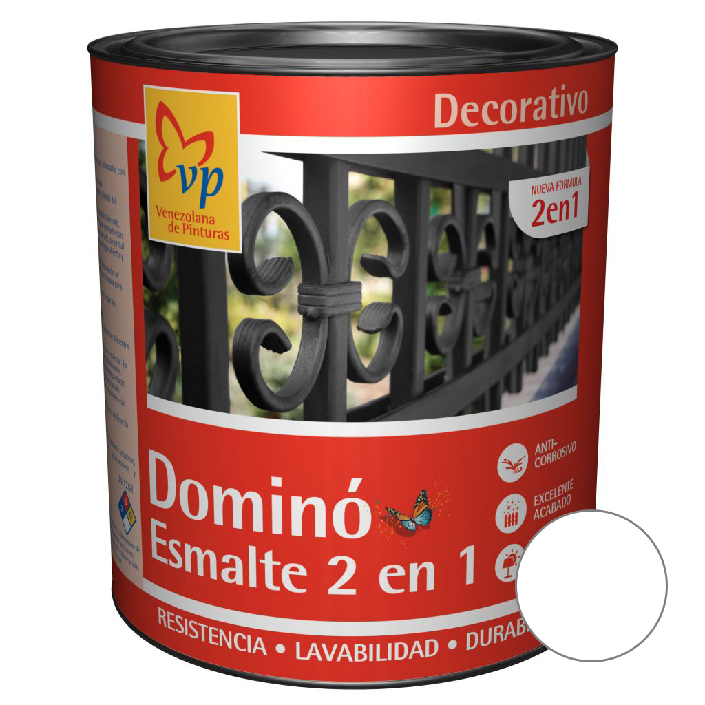 ESMALTE TIPO FONDO DOMINO 2 EN 1 BLANCO NACAR 1 GL REF. 10381946 1 GAL. MARCA VP