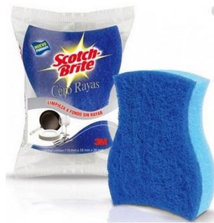 ESPONJA AZUL CERO RAYAS 3 PZAS SCOTH BRITE REF. SB-CR COD. 598463 MARCA 3M