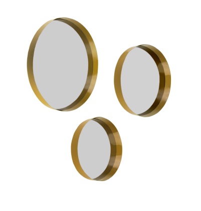ESPEJOS DECORATIVOS SET 3 ESPEJOS METAL DORADO 42.5CM, 29.5CM, 25.5CM REF. 00403170 MARCA PIERROT