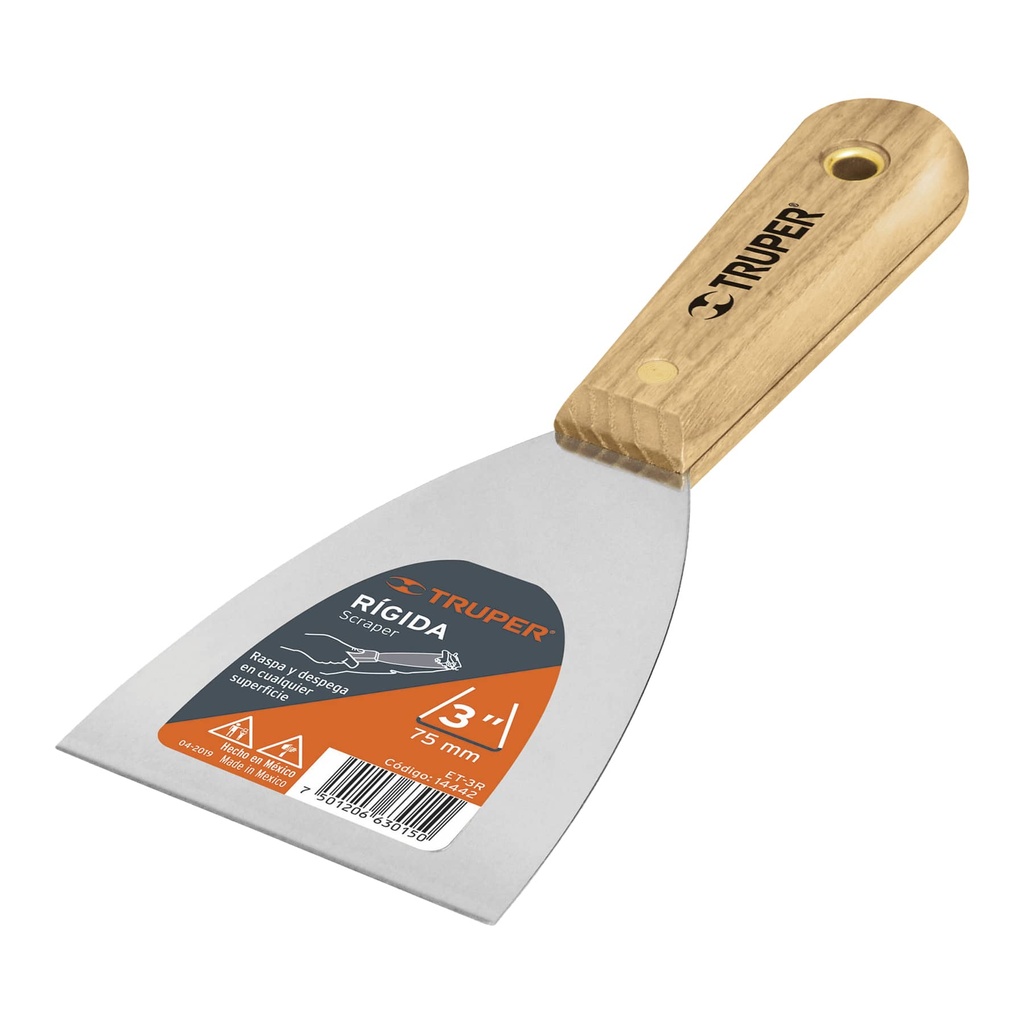 ESPATULA RIGIDA MANGO DE MADERA PROF 3" MOD.ET-3R REF. 14442 MARCA TRUPER