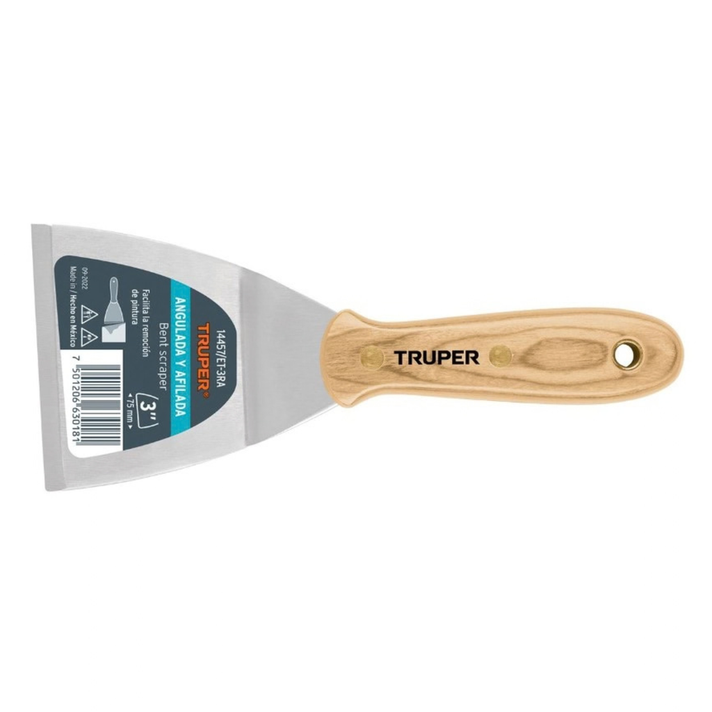 ESPATULA ANGULAR PROFESIONAL 3" MANGO MADERA MOD. ET-3RA REF. 14457 MARCA TRUPER
