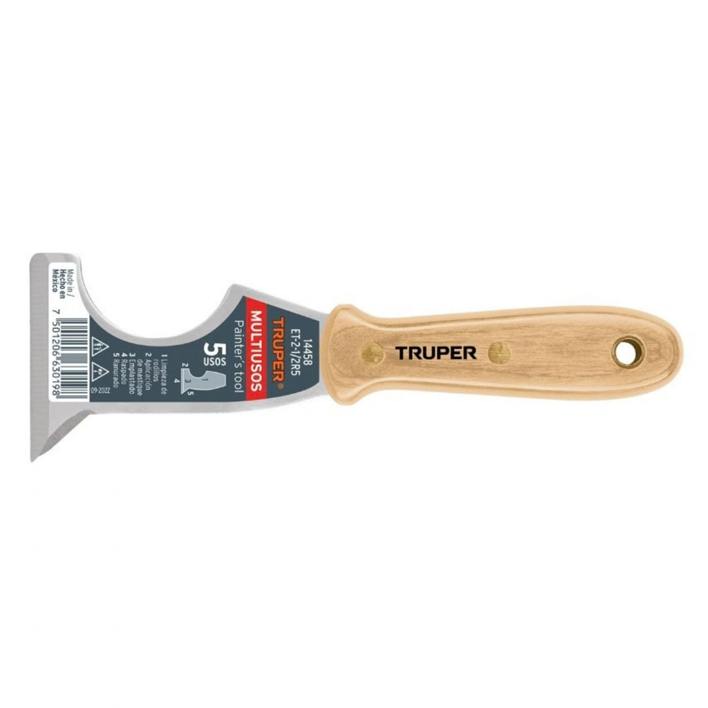 ESPATULA 5 USOS 2 1/2" MANGO MADERA MOD.ET-2.1/12R5 REF. 14458 MARCA TRUPER