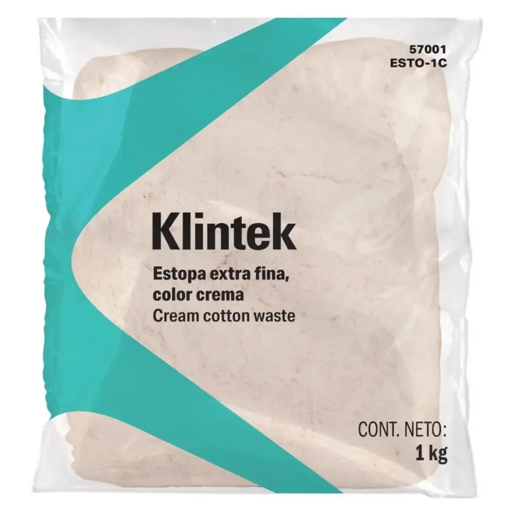 ESTOPA FINA DE ALGODON Y POLIESTER BOLSA 1 KG MOD. ESTO-1C REF. 57001 MARCA KLINTEK