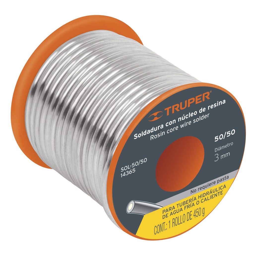 ESTAÑO EN BOBINA 50/50 ( ESTAÑO / PLOMO ) DE 3MM - FUSION EN 216°C - 459G REF. 14365 MARCA TRUPER
