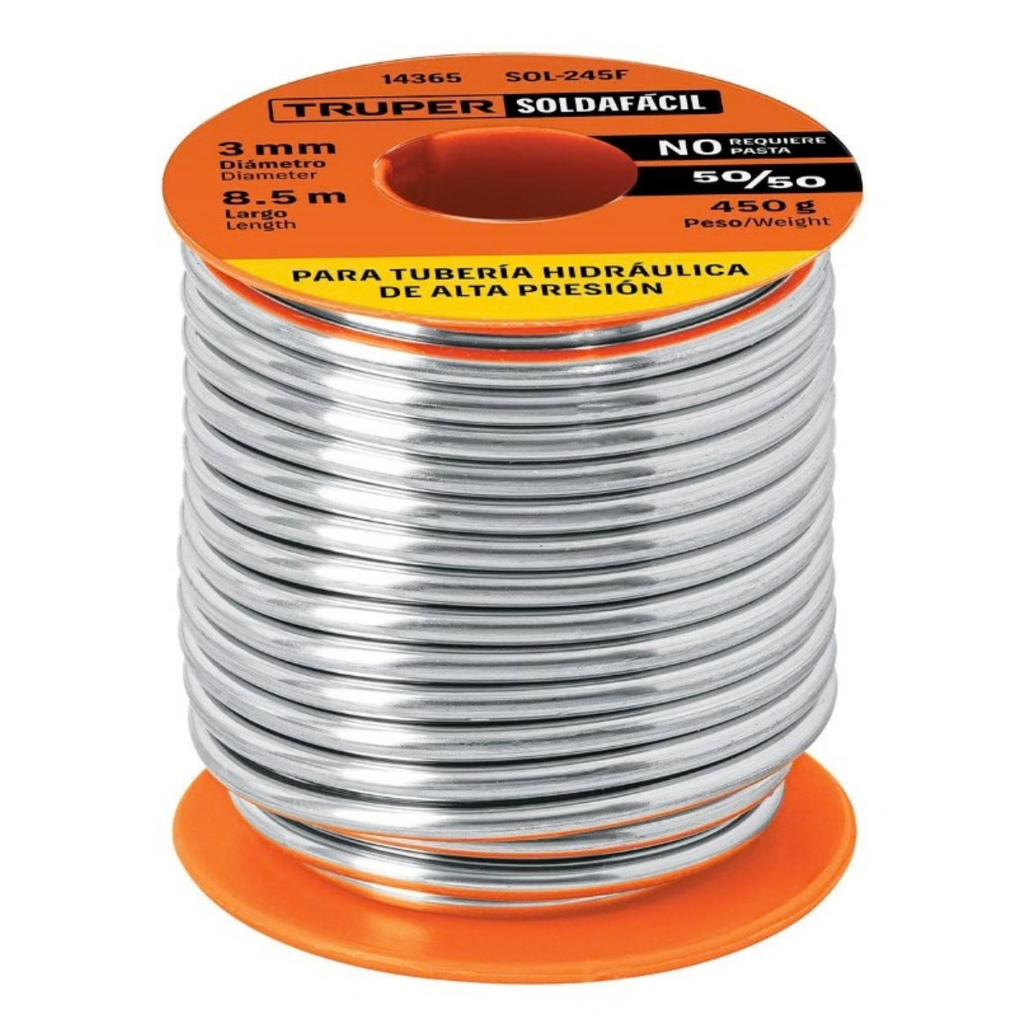 ESTAÑO EN BOBINA 50/50 ( ESTAÑO / PLOMO ) DE 3MM - FUSION EN 216°C - 459G REF. 14365 MARCA TRUPER