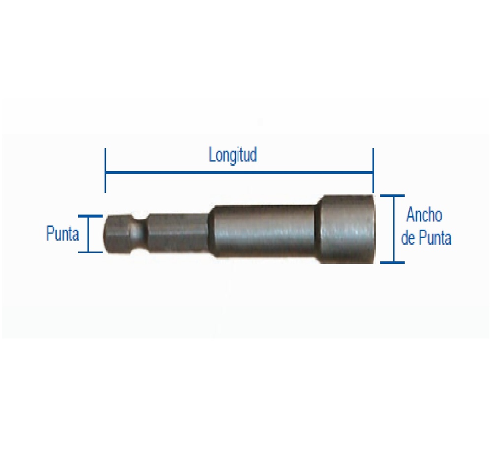 EXTENSION IMANTADA PARA TORNILLOS COPA HEXAGONAL DE 1/4" X 45 MM X 3/8" REF. X-10 MARCA EGB