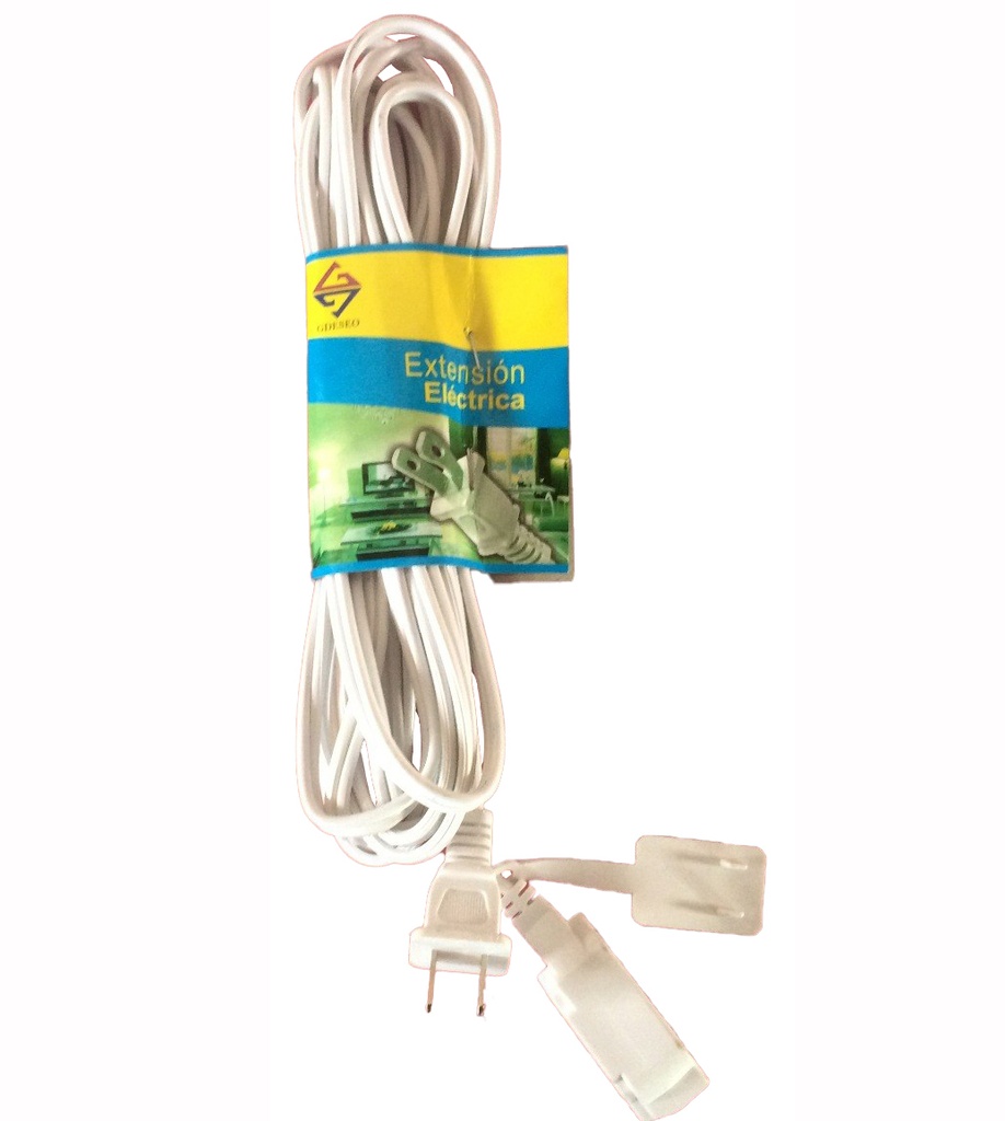 EXTENSION ELECTRICA 2 X 16 AWG 5 MTS 3 CLAVIJAS BLANCO REF. EXTG-500 MARCA GDESEO