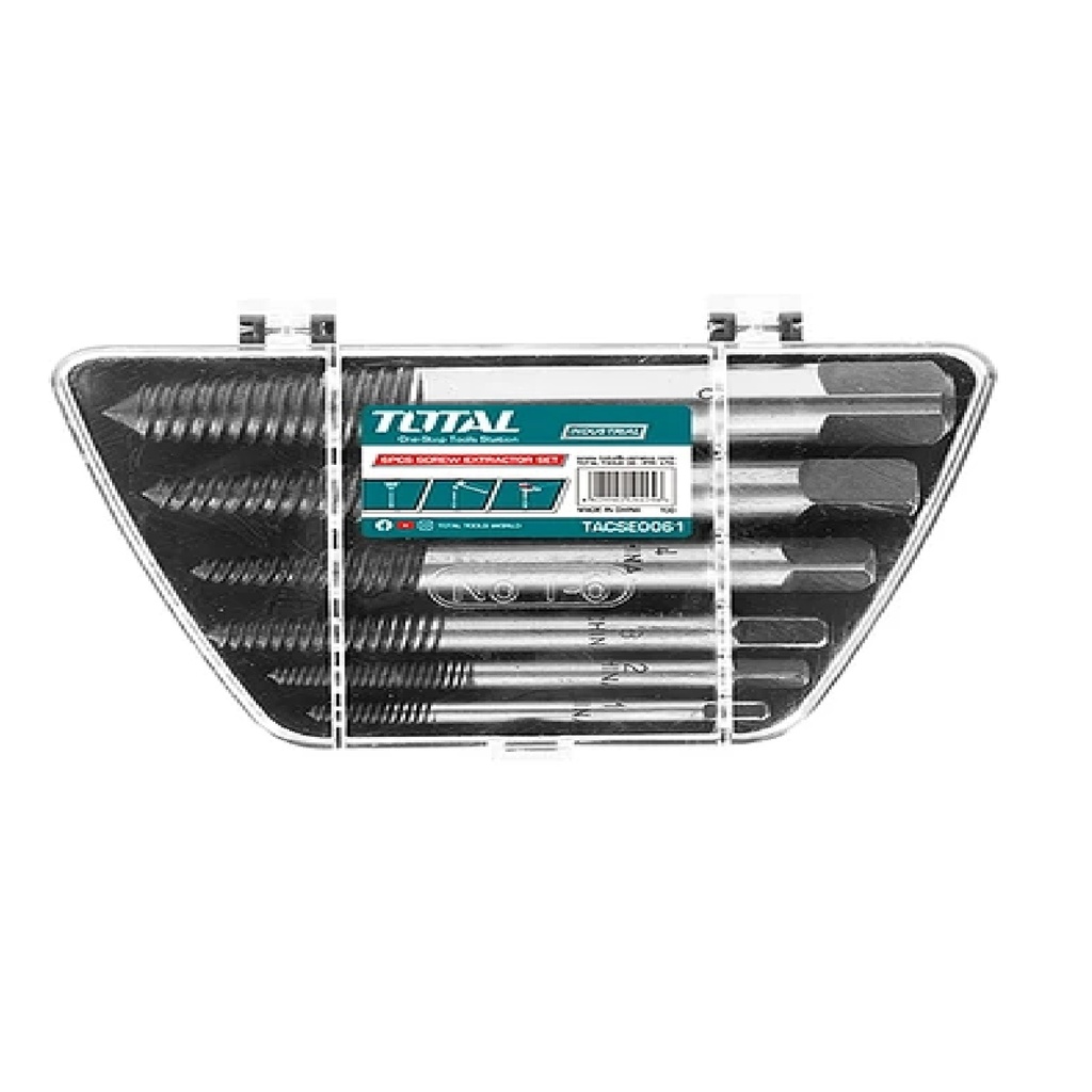 JUEGO DE EXTRACTOR DE TORNILLOS 6 PZAS REF. TACSE0061 MARCA TOTAL TOOLS