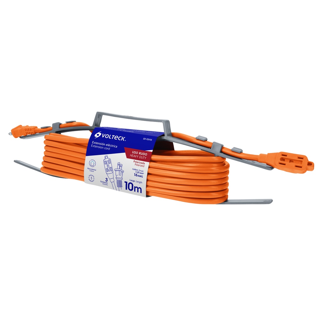 EXTENSION ELECTRICA USO RUDO 2 X 16 AWG 10 MTS NARANJA REF. 48046 MARCA VOLTECK