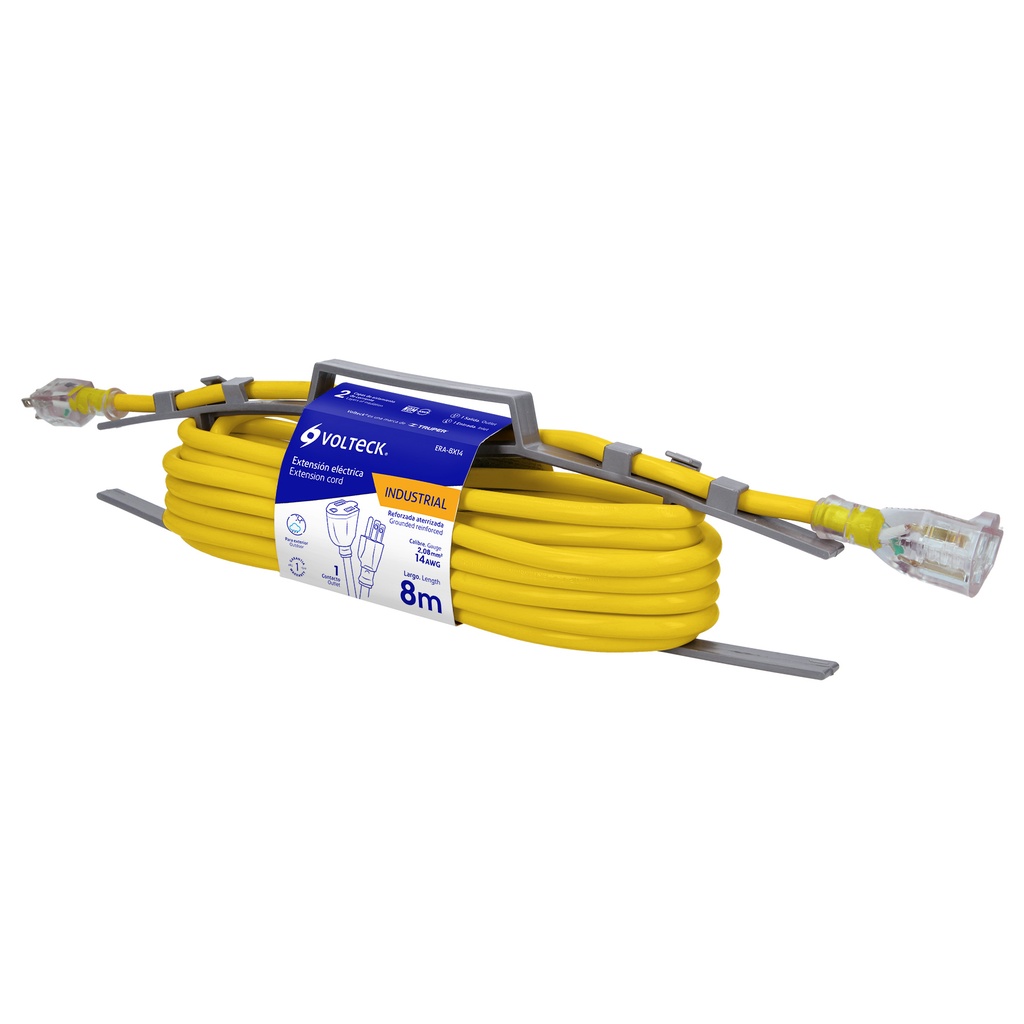 EXTENSION ELECTRICA USO RUDO 3 X 14 / 8 MTS MOD. ERA 8X14 REF. 48067 MARCA VOLTECK