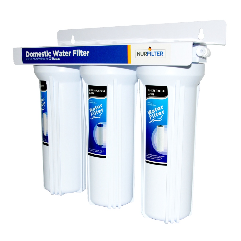 FILTRO BOTELLA OPACO TRIPLE 10" 3 ETAPAS C/CART. (SEDIMENTO+CARBON ACTI+CARB BLOQUE) REF. US3 GENPAR