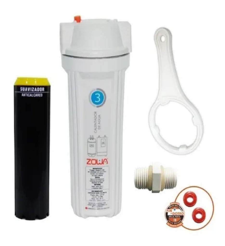 FILTRO BOTELLA OPACO P/CALENTADOR DE 10" INCLUYE CARTUCHO+LLAVE+CONECTOR REF. ZF-CALENTADOR ZOWA
