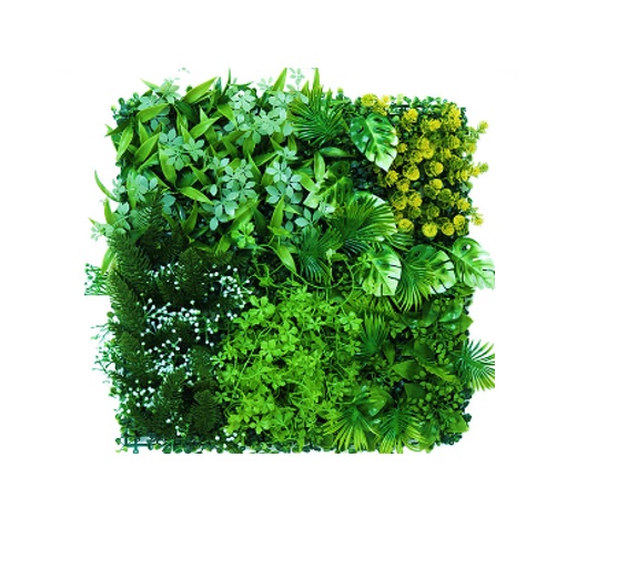 FOLLAJE ARTIFICIAL 3D / JARDIN VERTICAL 50 X 50 CM INTERIOR MIXED-2 LEAVS (UNIDAD) MACHIFERMA