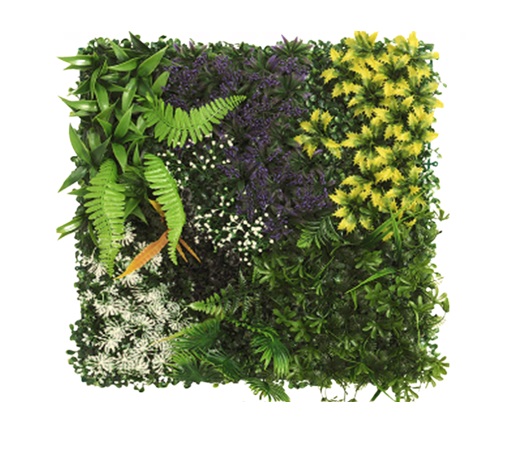 FOLLAJE ARTIFICIAL 3D / JARDIN VERTICAL 50 X 50 CM INTERIOR MIXED-5 PLANTS (UNIDAD) MARCA MACHIFERMA