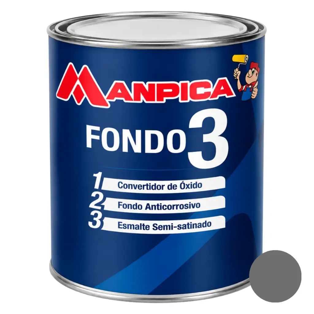 FONDO DE HERRERIA 3 EN 1 (1/4 GL) COLOR GRIS REF. SFA-600-04 MARCA MANPICA