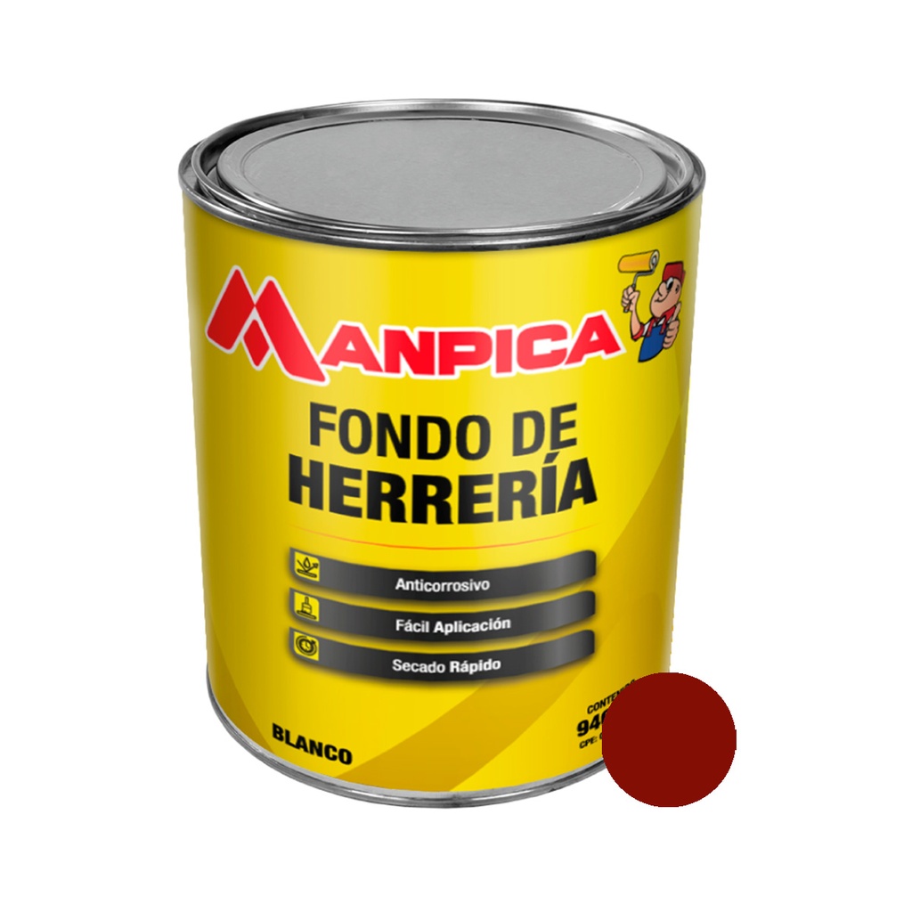 FONDO DE HERRERIA 1/4 GL COLOR ROJO REF. SFH-300-04 MARCA MANPICA