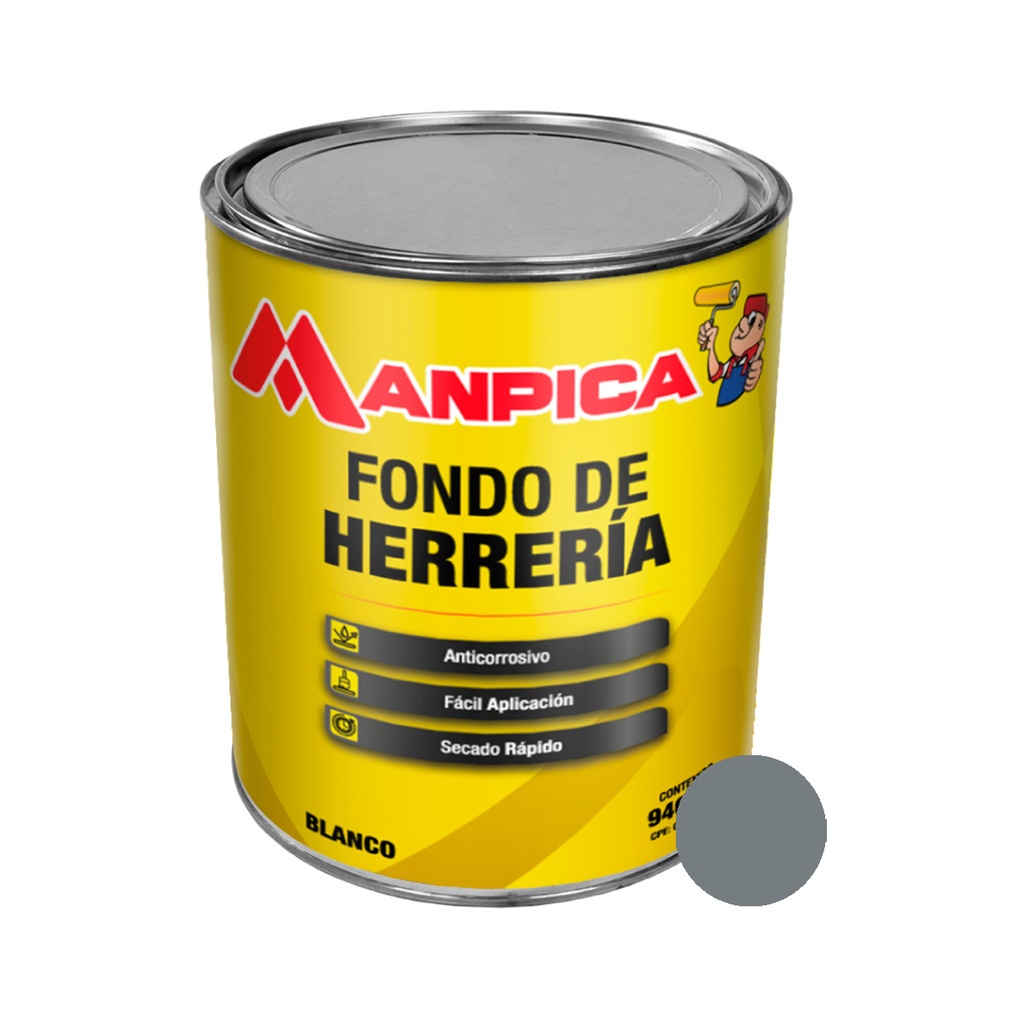 FONDO DE HERRERIA 1/4 GL COLOR GRIS REF. SFH-600-04 MARCA MANPICA