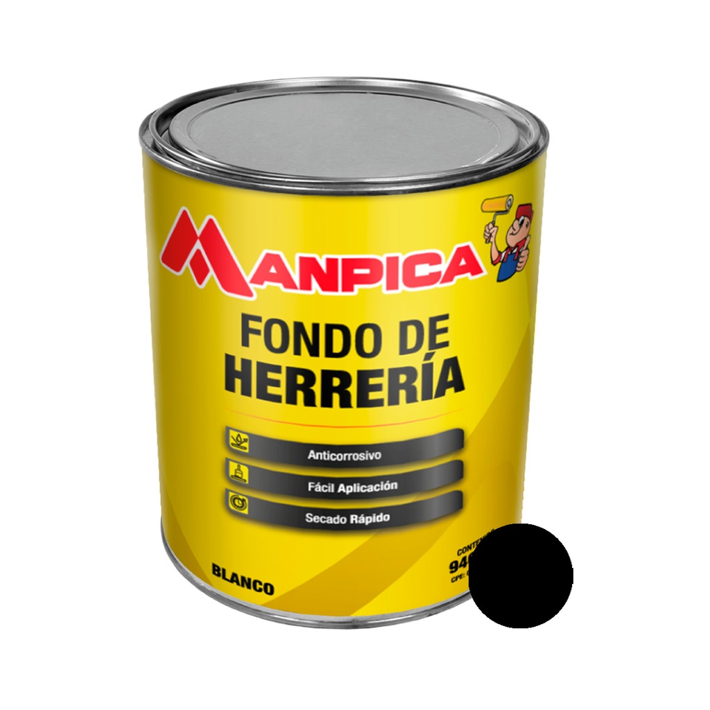 FONDO DE HERRERIA 1/4 GL COLOR NEGRO REF. SFH-800-04 MARCA MANPICA