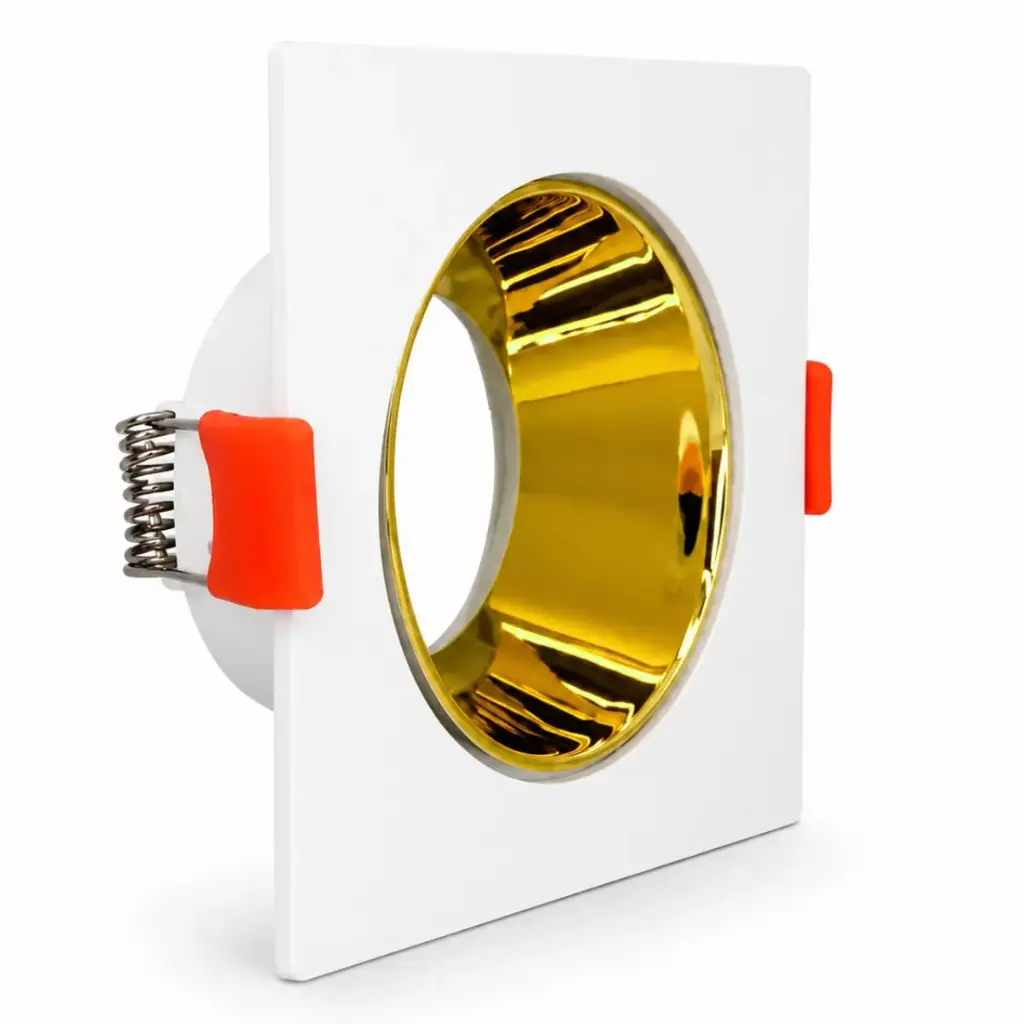 APLIQUE SPOT CUADRADO P/ GU10 C/ SOCKET 85 X 85 X 40 MM BLANCO Y GOLD REF. AI-SQ08-WHG ARTIG LIGHT
