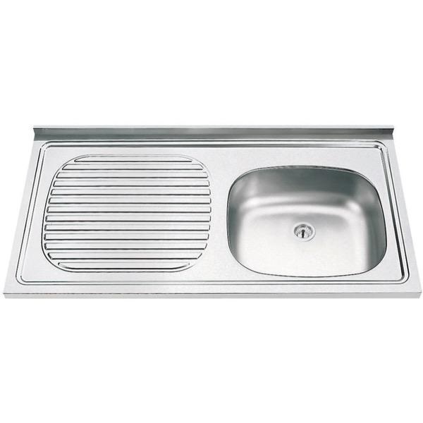 FREGADERO ACERO INOX. 1 TINA DERECHA 100 CM X 50 CM P/SOBREPONER C/ESCURRIDOR MARCA ACERAMICA INOX
