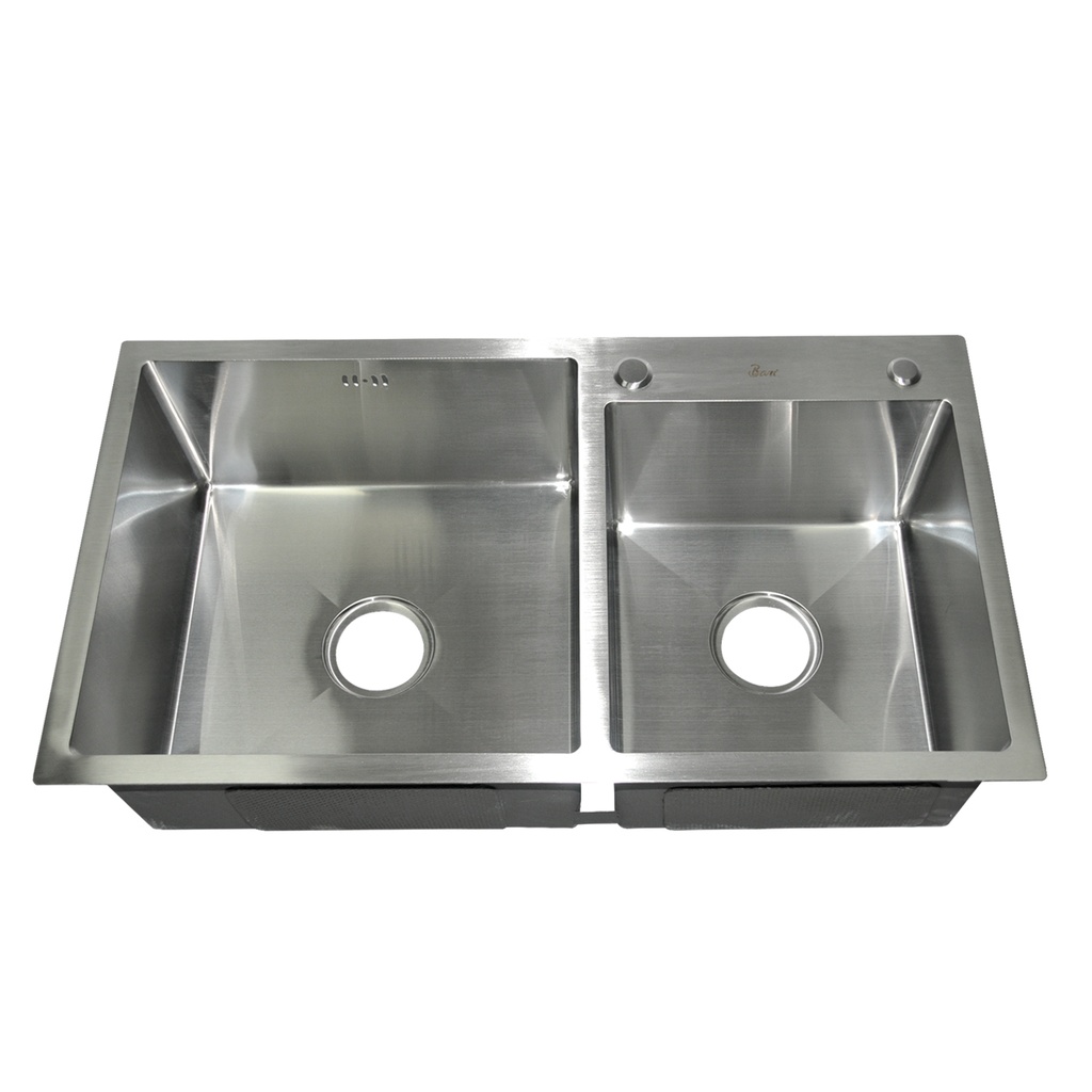 FREGADERO DE 2 TINA ACERO INOX. SOBRE TOPE/ EMPOTRAR 82 X 45 X 22 CM C/ACCESORIOS REF.FRE.01.03 BARI
