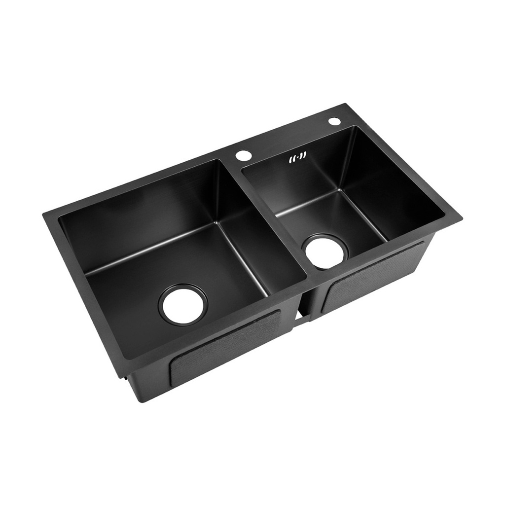 FREGADERO DE 2 TINA ACERO INOX. SOBRE TOPE/ EMPOTRAR 82 X 45 X 22CM C/ACCESORIOS REF. FRE.01.04 BARI