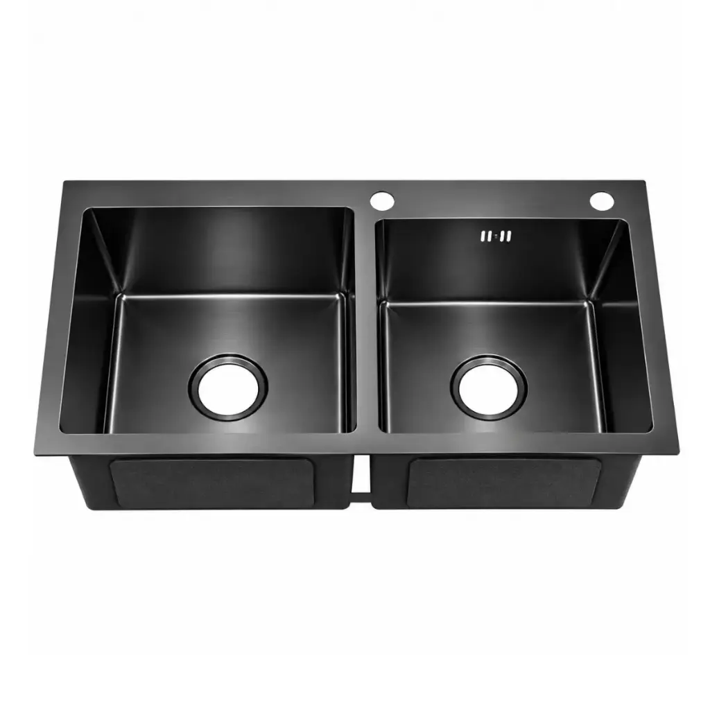 FREGADERO DE 2 TINA ACERO INOX. SOBRE TOPE/ EMPOTRAR 82 X 45 X 22CM C/ACCESORIOS REF. FRE.01.04 BARI