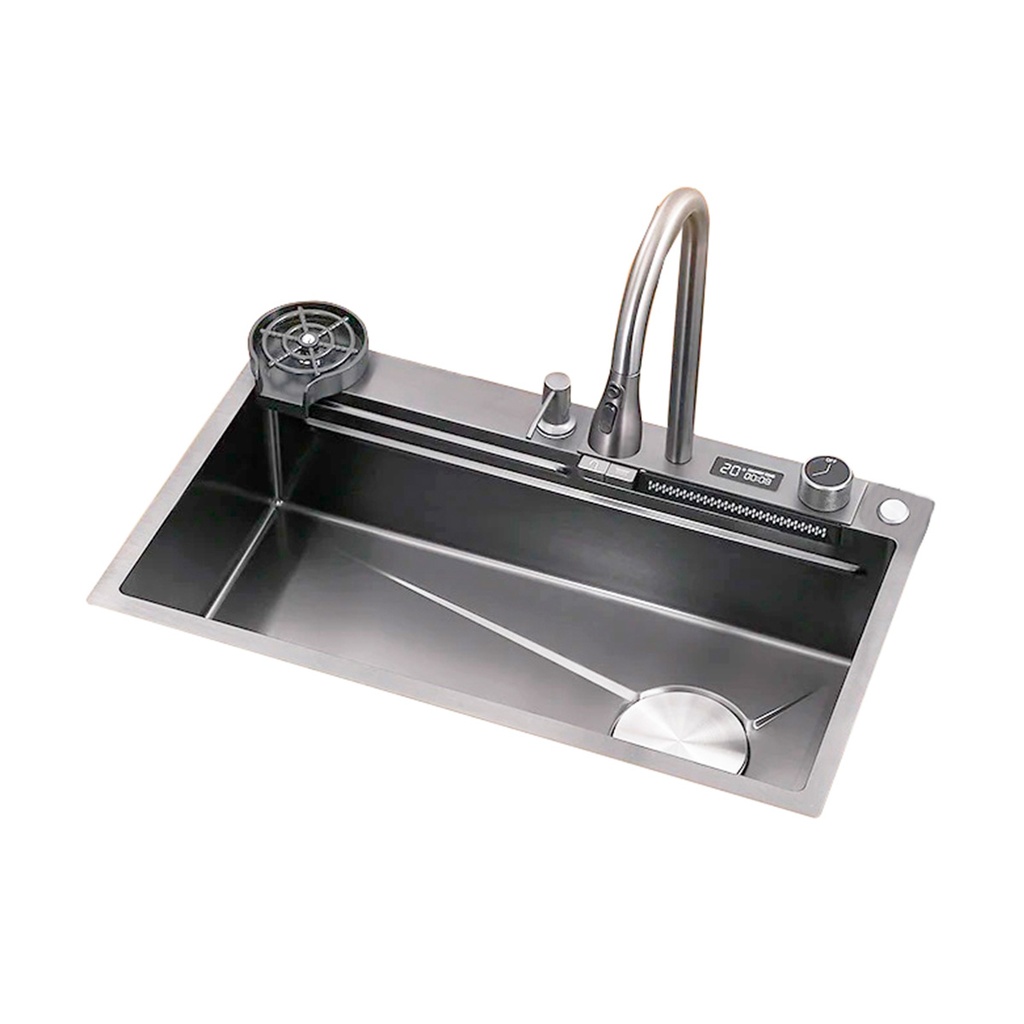 FREGADERO DE 1 TINA ACERO INOX. SOBRE TOPE 75X46X22CM BRUSH DIAMANTE REF. FRE.01.14 MARCA BARI