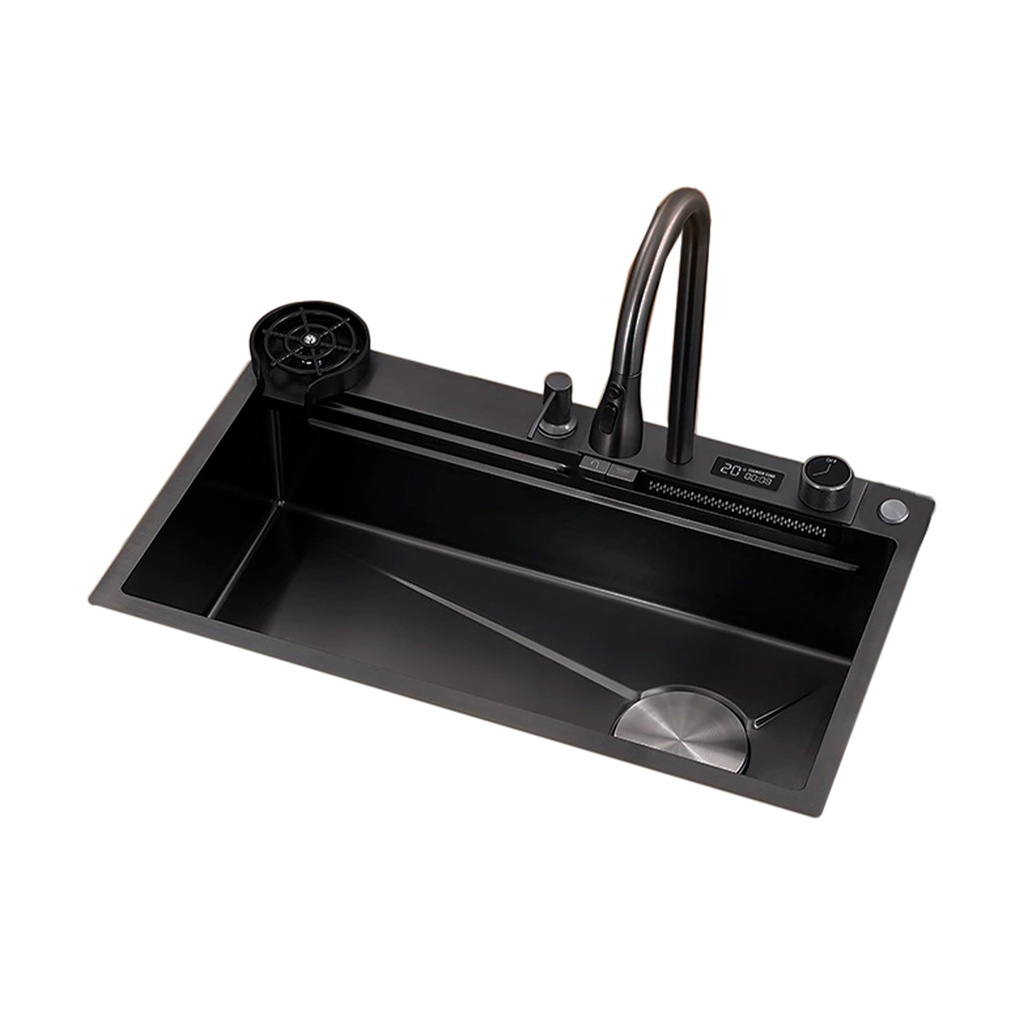 FREGADERO DE 1 TINA ACERO INOX. SOBRE TOPE 75X46X22CM NEGRO DIAMANTE REF. FRE.01.15 MARCA BARI