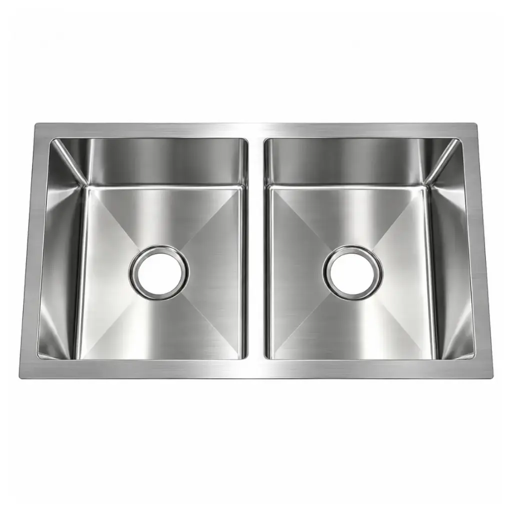 FREGADERO DE 2 TINA ACERO INOX. BAJO TOPE 82 CM X 45 CM X 22 CM REF. FRE.02.02 MARCA BARI