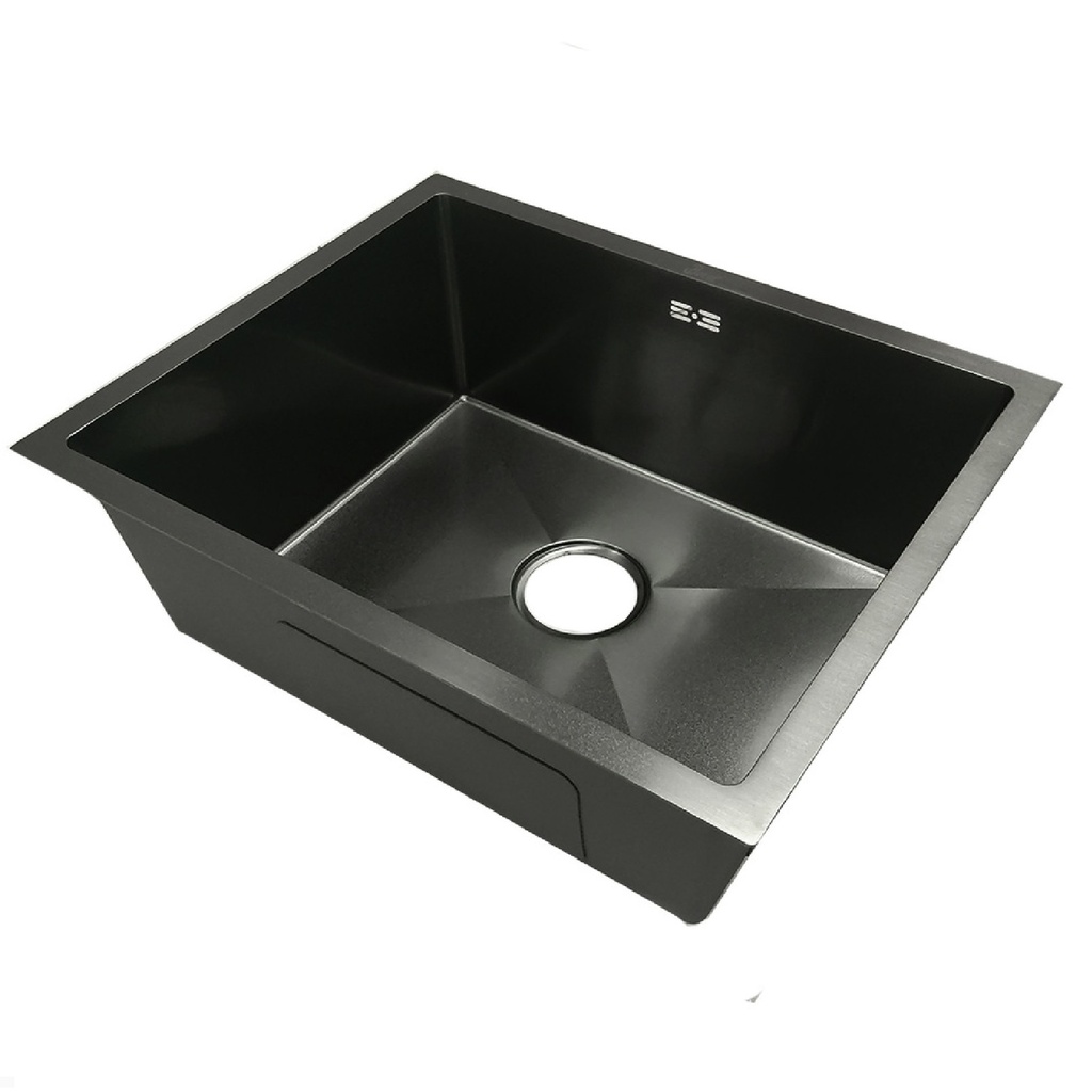 FREGADERO DE 1 TINA ACERO INOX. BAJO TOPE 55 CM X 45 CM X 22 CM NEGRO REF. FRE.02.03 MARCA BARI