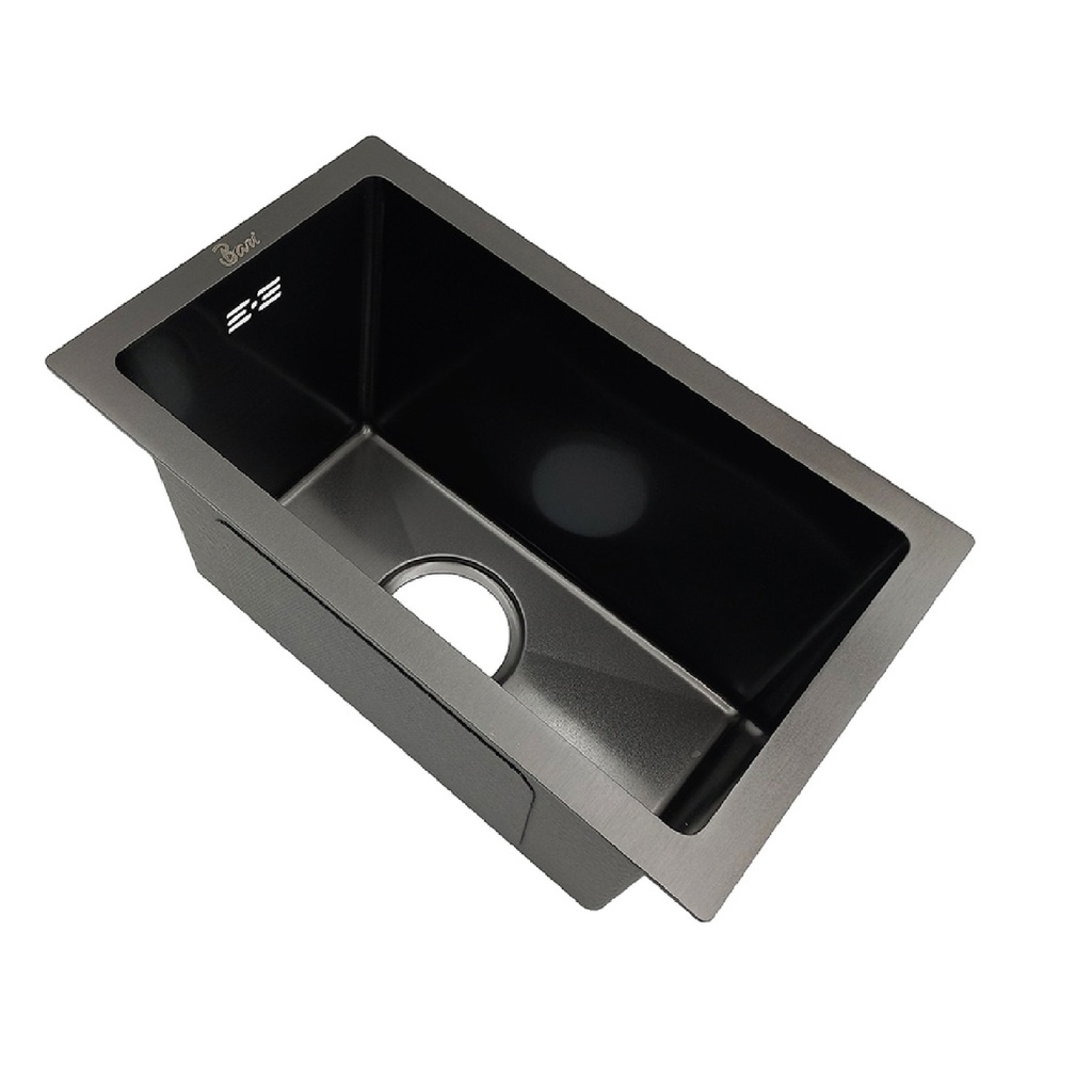 FREGADERO DE 1 TINA LAVA COPA ACERO INOX. BAJO TOPE 26 CM X 43 CM X 22 CM NEGRO REF. FRE.02.11 BARI