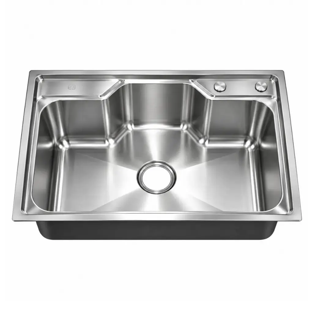 FREGADERO DE 1 TINA ACERO INOX. SOBRE TOPE/EMPOTRAR 80 CM X 50 CM X 22 CM REF. FRE.03.02 MARCA BARI