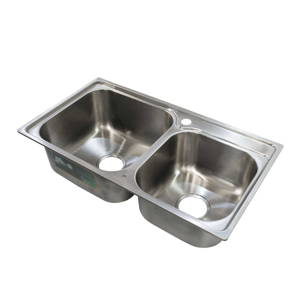 FREGADERO DE 2 TINAS SERIE TREVI / FONTANA DE 78 CM X 43 CM X 21 CM REF. BM-UA51105CSA MARCA BM