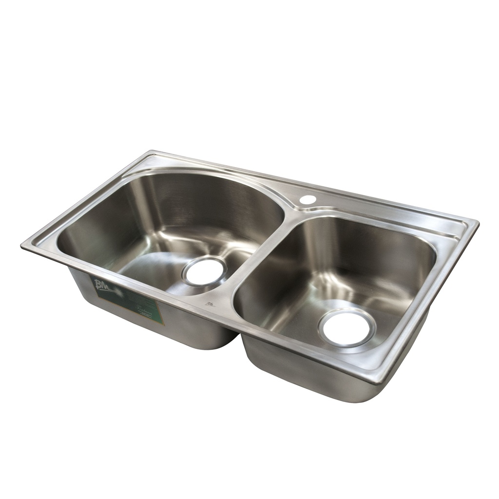 FREGADERO DE 2 TINAS SERIE CIBELES DE 86 CM X 45 CM X 21 CM REF. BM-UA5110CSA MARCA BM