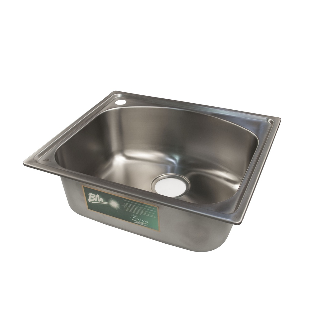 FREGADERO SENCILLO DE 1 TINA SERIE NEPTUNO FONTANA 53 CM X 45 CM X 20 CM REF. BM-UA6108CSA MARCA BM